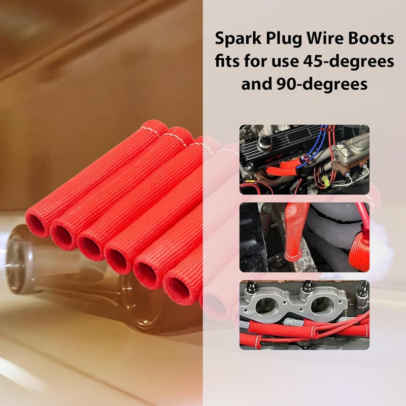 ZOSANY 12pcs Spark Plug Wire Separator Divider & 8pcs Spark Plug Wire Boots Protector Heat Shield Sleeve, Aluminium Alloy Engine Spark Plug Wire Divider Separator Kit for 8mm 9mm 10mm Wire - Image 5